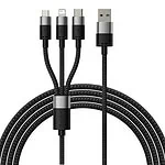 3in1 USB cable Baseus StarSpeed Series, USB-C + Micro + Lightning 3,5A, 1.2m (Black)