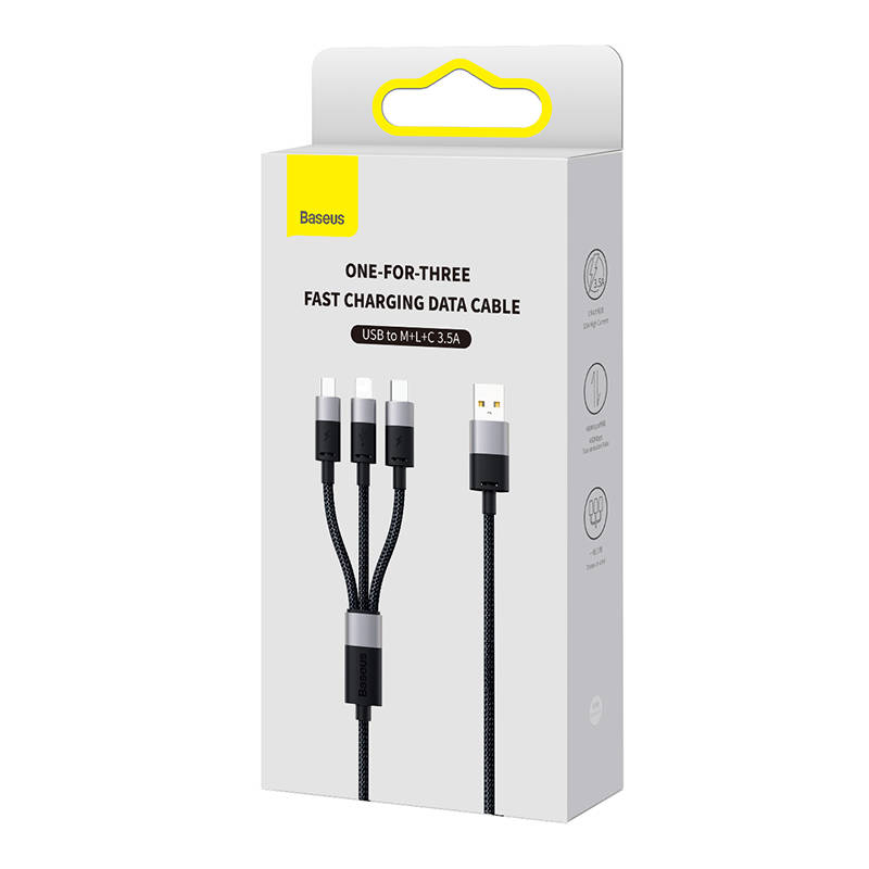 3in1 Usb Cable Baseus Starspeed Series Usb C Micro Lightning 35a 12m Black Mistoressk 4717