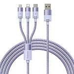 3in1 USB cable Baseus StarSpeed Series, USB-C + Micro + Lightning 3,5A, 1.2m (Purple)