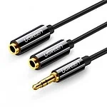 AUX audio splitter 3.5mm jack cable UGREEN AV123, 25cm (black)