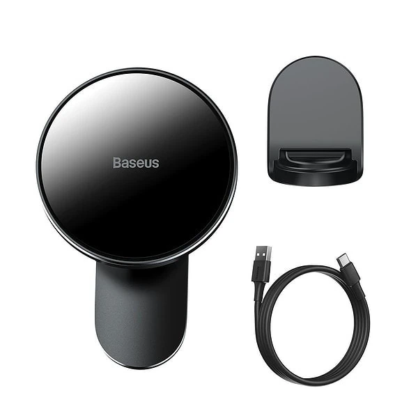 Baseus Big Energy car mount with wireless charger 15W for Iphone 12 / Iphone 13 (Black) sk