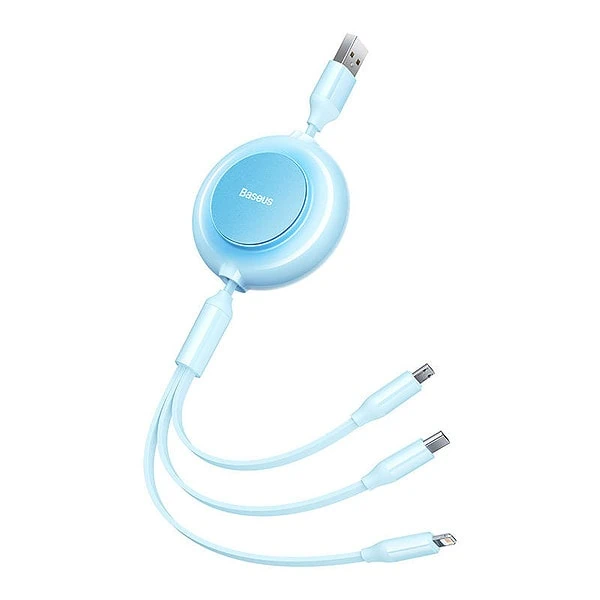 USB 3-in-1 cable for micro USB / USB-C / Lightning 3.5A 1.1m (Sky blue) cena