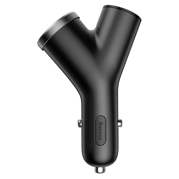 Baseus Circular Y type dual USB+cigarette lighter extended car charger 30W Dual QC3.0 (black) cena