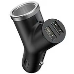 Baseus Circular Y type dual USB+cigarette lighter extended car charger 30W Dual QC3.0 (black)