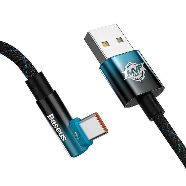 Baseus Elbow USB to USB-C 100W 2m angled cable (black-blue) cena