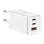 Baseus GaN5 Pro wall charger 2xUSB-C + USB, 65W (white)