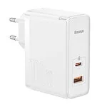 Baseus GaN5 Pro wall charger USB-C + USB, 100W + 1m cable (white)