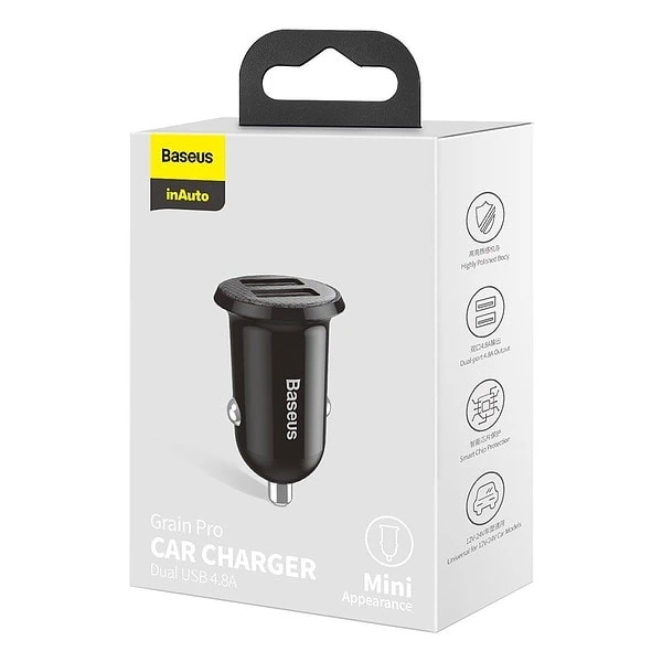 Baseus Grain Pro Car Charger 2x USB 4.8A (black) sk