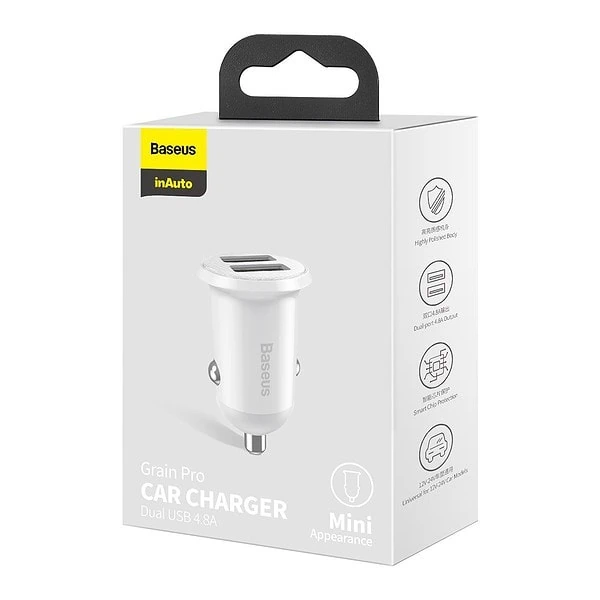 Baseus Grain Pro Car Charger 2x USB 4.8A (white) sk