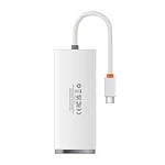 Baseus Lite Series Hub 4in1 USB-C to 4x USB 3.0 + USB-C, 25cm (White)