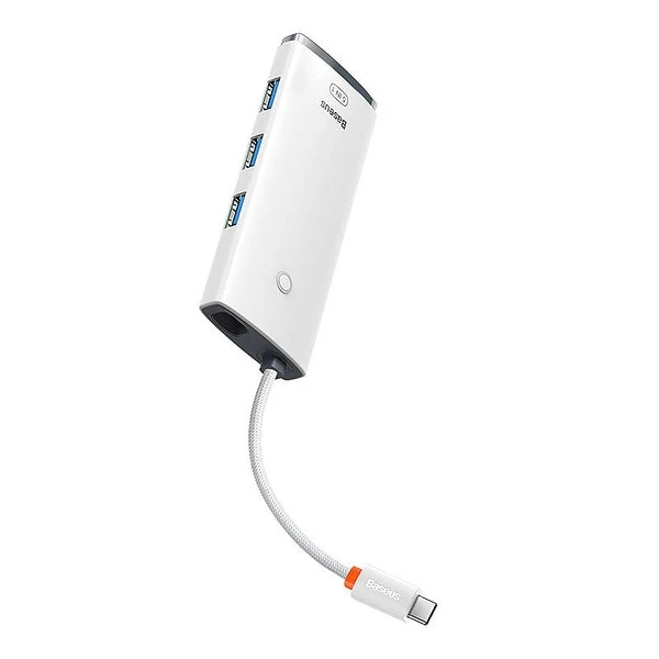 Baseus Lite Series Hub 5w1 USB-C to 3x USB 3.0 + USB-C + HDMI (white) navod