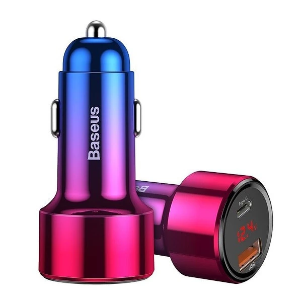 Baseus Magic Car Charger USB + USB-C QC 4.0  PD 45W (Red+Blue) navod