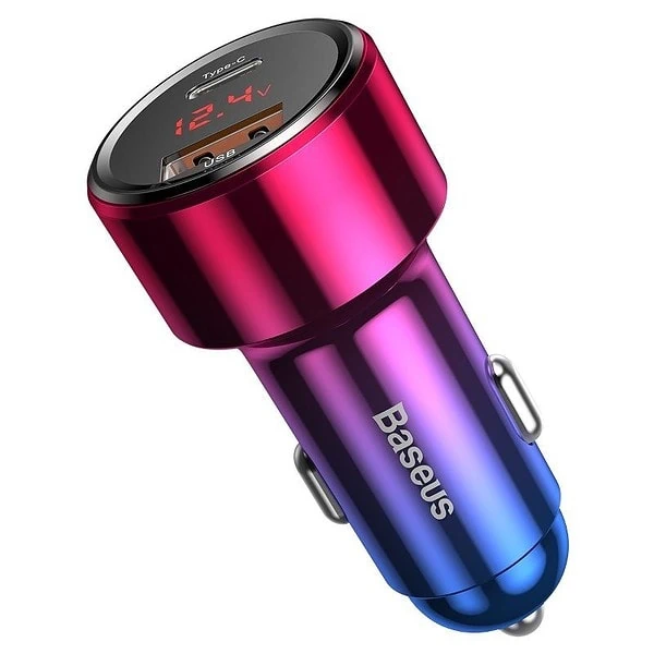 Baseus Magic Car Charger USB + USB-C QC 4.0  PD 45W (Red+Blue) sk