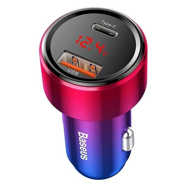 Baseus Magic Car Charger USB + USB-C QC 4.0  PD 45W (Red+Blue)