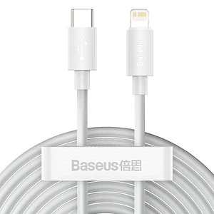 Baseus Simple Wisdom Data Cable Kit USB-C to Lightning PD 20W (2PCS/Set) 1.5m White