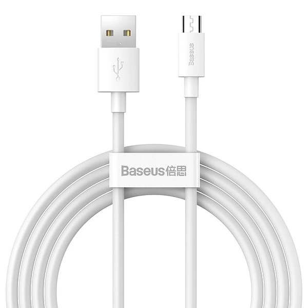 Baseus Simple Wisdom Data Cable Kit USB to Micro 2.1A (2PCS/Set) 1.5m White