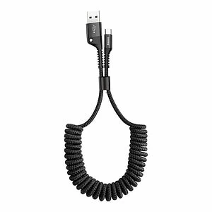 Baseus Pružinový kabel USB-C 1m 2A (černý)