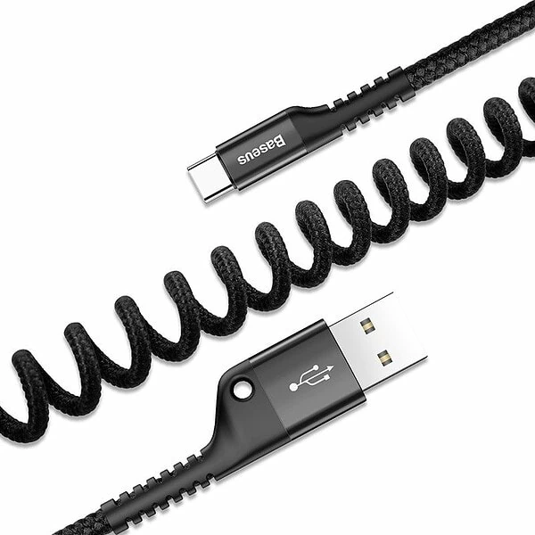 Baseus Pružinový kabel USB-C 1m 2A (černý) sk