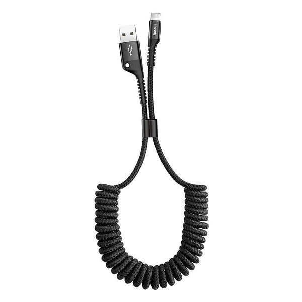 Baseus Pružinový kabel Lightning 1m 2A (černý)