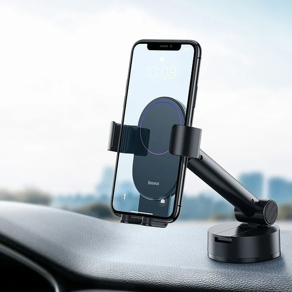 Gravity car mount for Baseus Tank phone with suction cup (black) sk