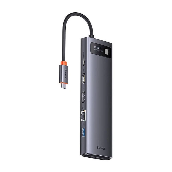 Hub USB-C 12in1 Baseus Metal Gleam Series Grey navod