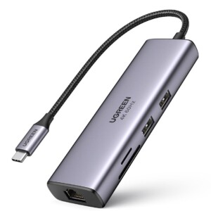 UGREEN CM512 6-in-1 Adapter USB-C to 2x USB + HDMI + USB-C + RJ45 + TF/SD (Grey)