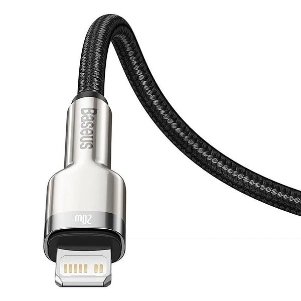 Kábel USB-C pre Lightning Baseus Cafule, PD, 20W, 0,25m (čierny) - Image 4