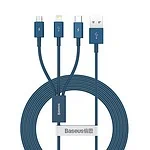 USB cable 3in1 Baseus Superior Series, USB to micro USB / USB-C / Lightning, 3.5A, 1.2m (blue)