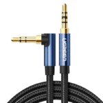 Cable USB UGREEN 60179, male, 3.5mm, 1m Cable Gold Plated Metal Caise With Braid (Blue Black)