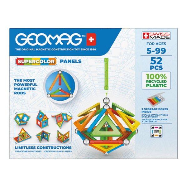 Magnetic Supercolor Panel Recycled blocks 52 pieces GEOMAG GEO-378 cena