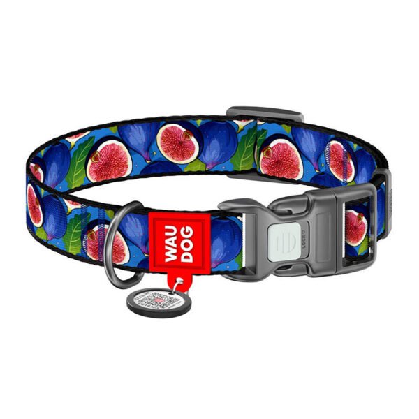 Nylon dog collar with QR code Waudog "Fig" size XL cena