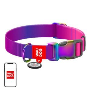 Nylon dog collar with QR code Waudog gradient