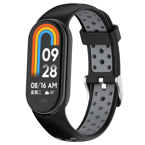 Silikónový dierkovaný remienok pre Xiaomi Smart Band 8 - Šedý