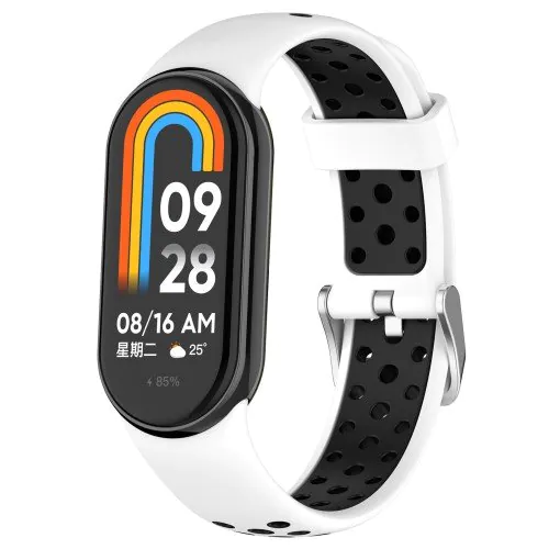 Silikónový dierkovaný remienok pre Xiaomi Smart Band 8 - Biely