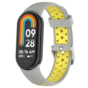 Silikónový dierkovaný remienok pre Xiaomi Smart Band 8 - Sivožltý