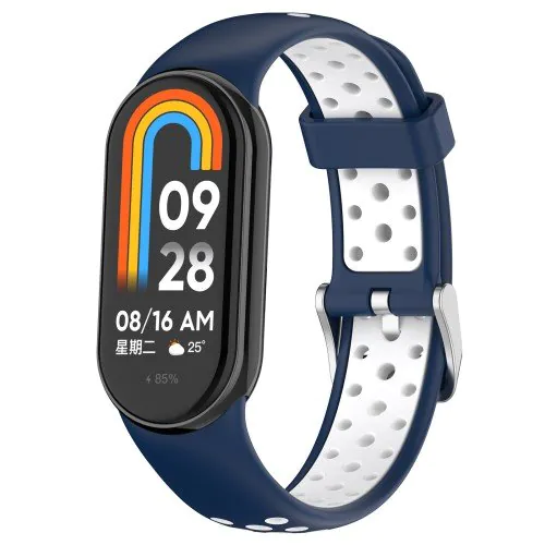 Silikónový dierkovaný remienok pre Xiaomi Smart Band 8 - Modrobiely