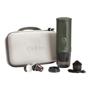 Portable coffe maker bundle Outin Nano 7500mAh (Green) + protective case